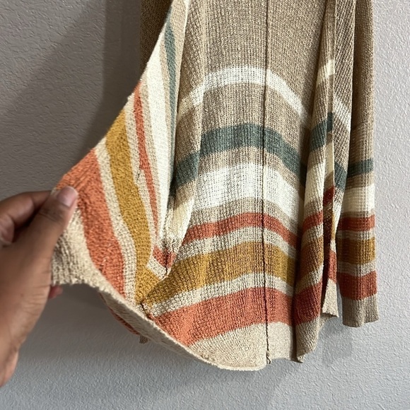 Becool Multi Color Stripe Long Sleeve Open Front Knit Cardigan Sweater M - Picture 5 of 9